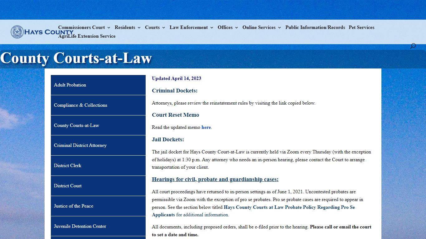 County Courts-at-Law - Hays County