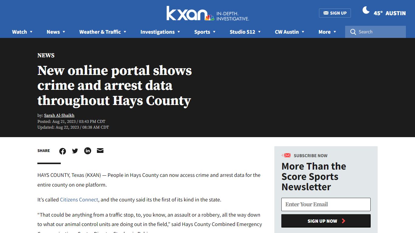 New online portal shows crime and arrest data throughout Hays County ...